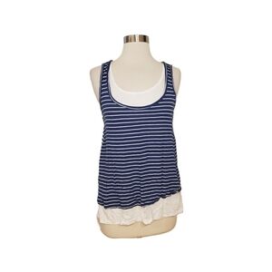 Gap Maternity XS Blue White Striped Double Layer Lift Up Sleeveless Nursing Top